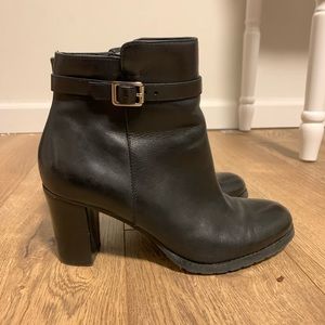 Black leather booties